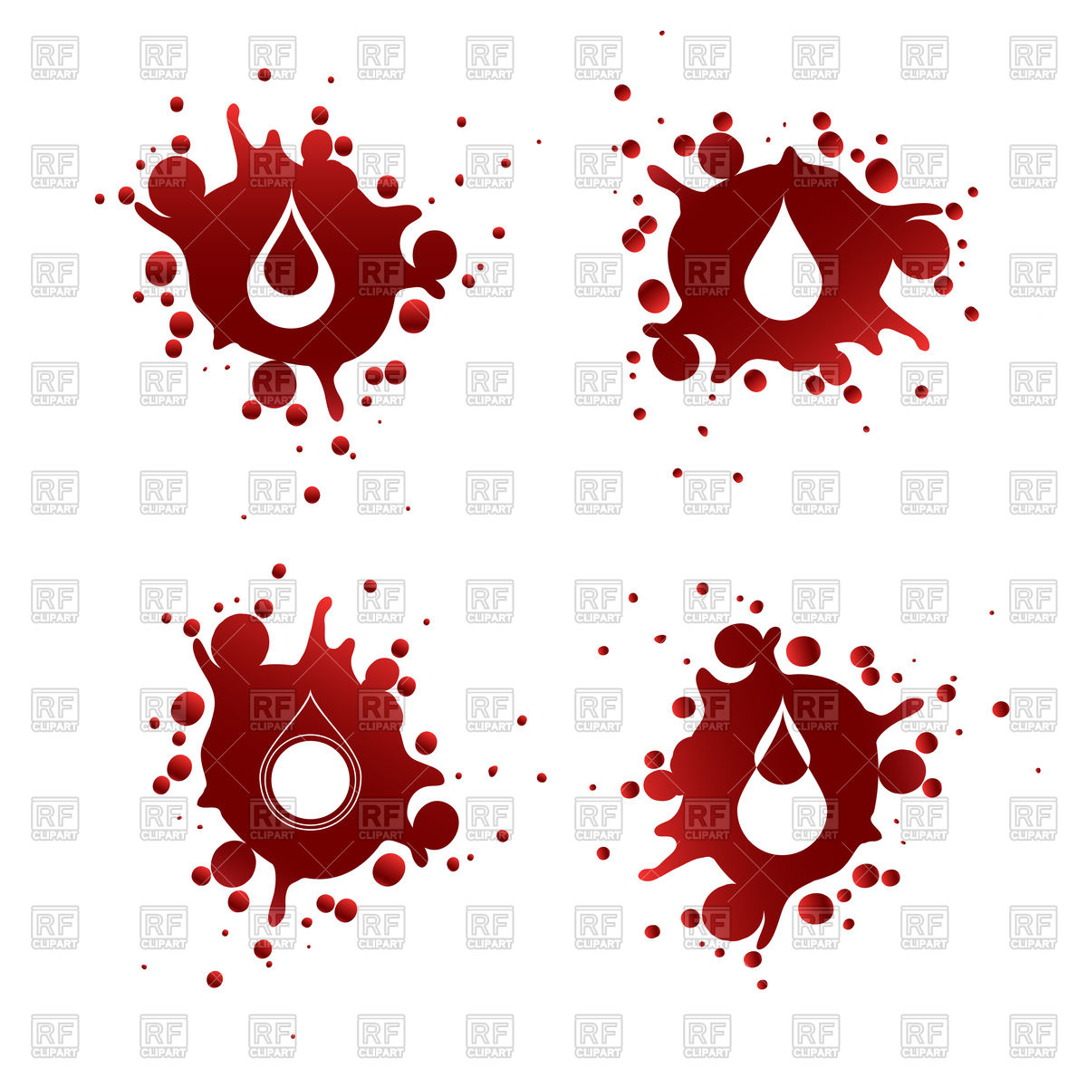 1200x1200 Blood Splashes With White Drops Icons Set On White Background