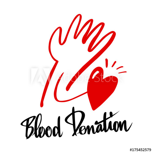 500x500 Hand Drawn Blood Donation Logo, Vector Illustration Doodle Style