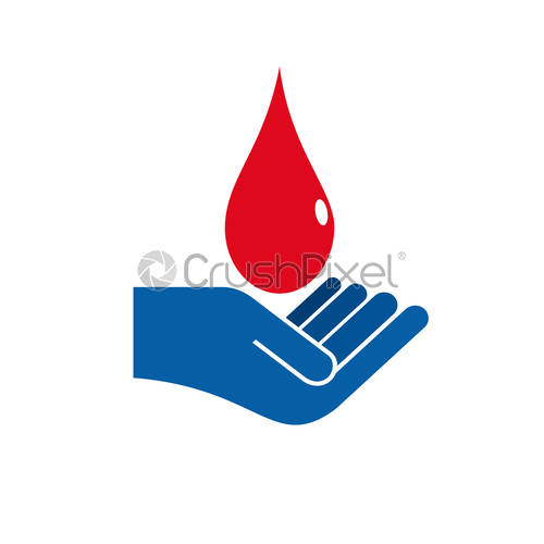 500x500 Vector Logo Hand And A Drop Of Blood, Donation Concept, Stock
