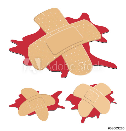 Set Of Adhesive, Flexible, Fabric Plaster With Red Blood Puddle 482x500 Set Of Adhesive, Flexible, Fabric Plaster With Red Blood Puddle