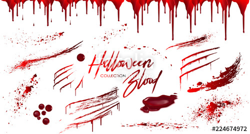500x269 Blood Collection, Happy Halloween Decoration, Vector Bloody Horror