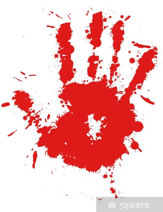 537x700 Red Drop Ink Splatter Hand Print, Blood Splash Vector Wall Mural