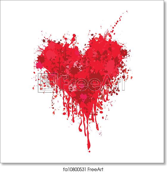 561x581 Free Art Print Of Heart With Blood Grunge Heart Ink Blood Vector