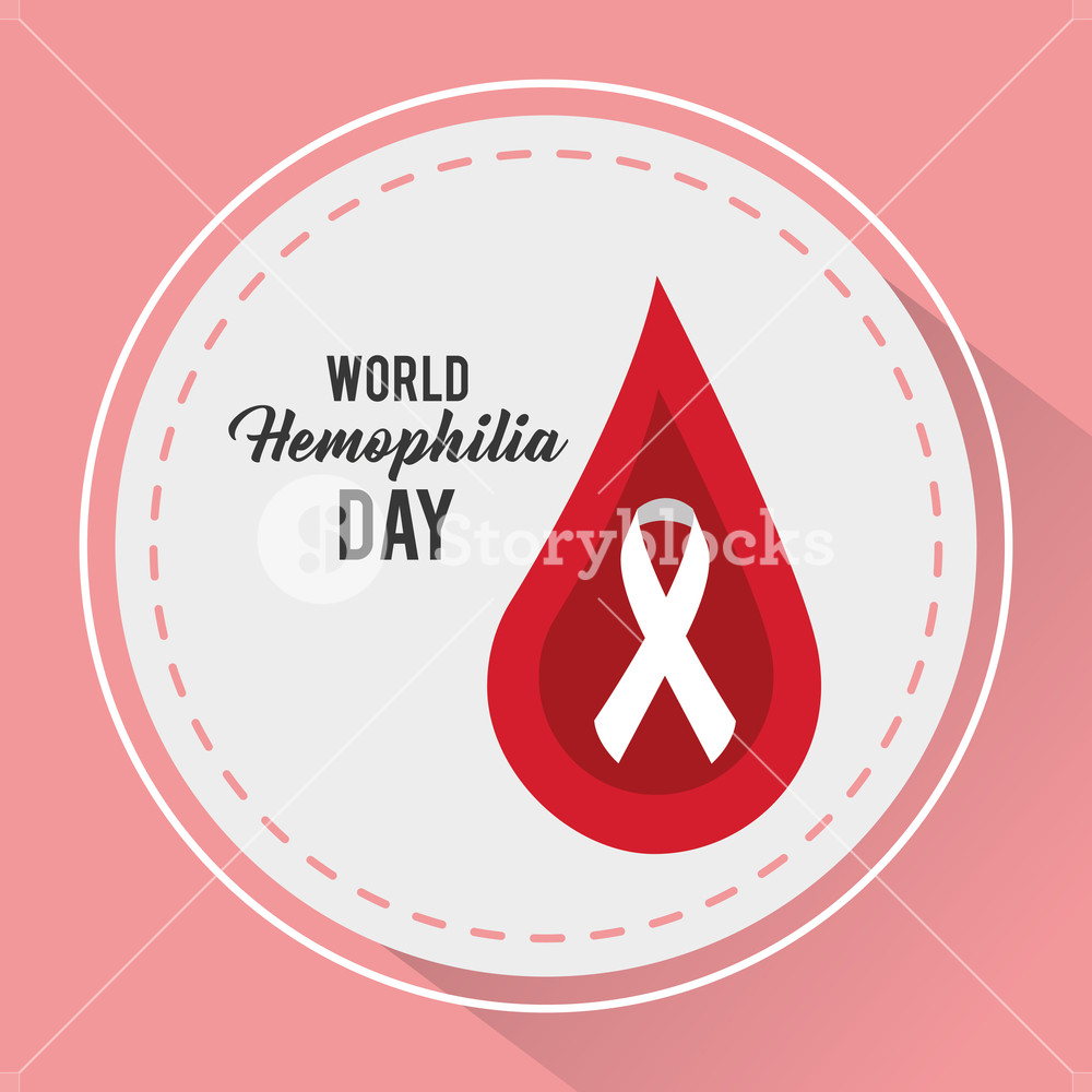 1000x1000 World Hemophilia Day Round Badge Red Drop Blood Vector