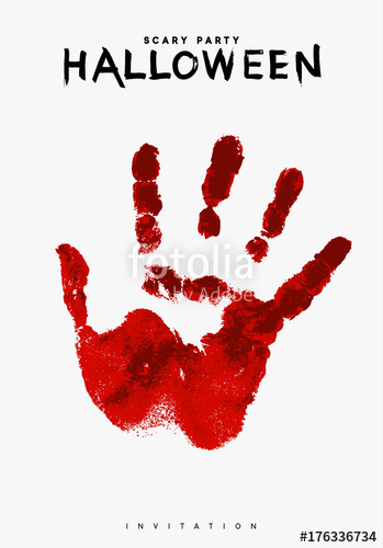 Happy Halloween Hand In The Red Blood Bloody Handprint On White 349x500 Happy Halloween Hand In The Red Blood Bloody Handprint On White