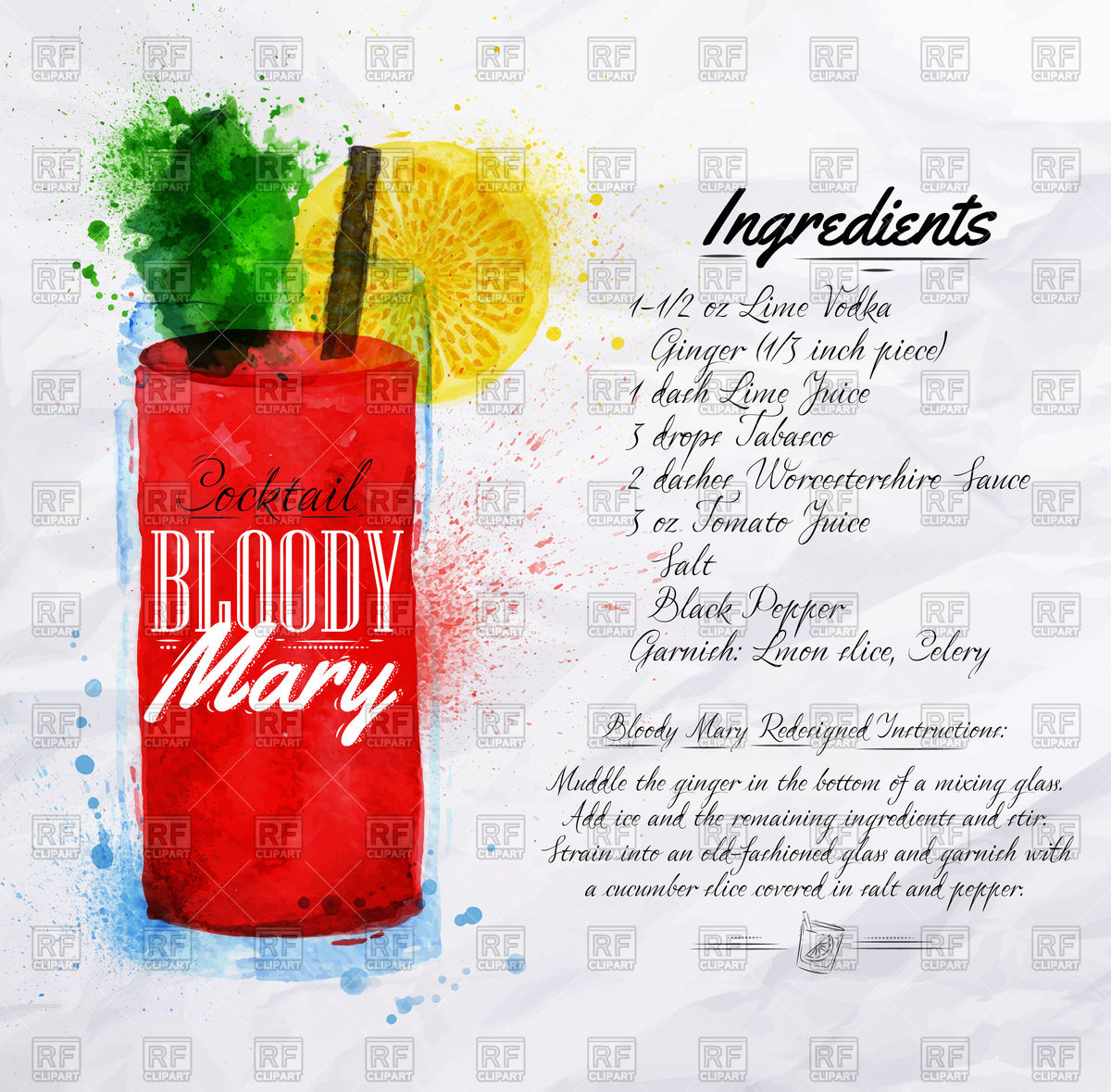 1200x1179 Bloody Mary Cocktails Recipe Vector Image Of Food And Beverages