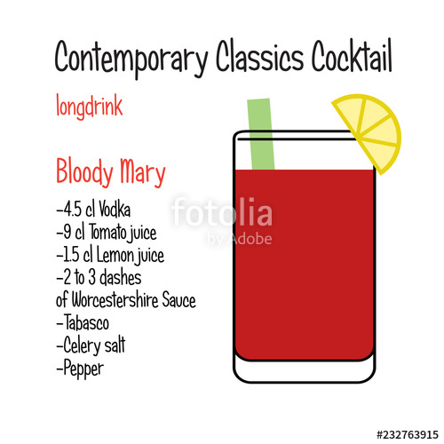 500x500 Bloody Mary Vector Contemporary Classic Cocktail Recipe Stock