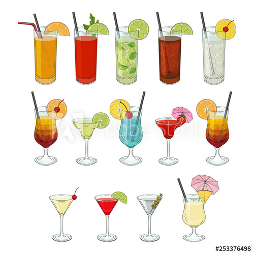 500x500 Big Collection Of Cocktails Daiquiri, Mojito, Pina Colada