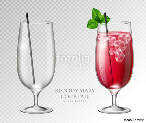 500x421 Realistic Cocktail Bloody Mary Vector Illustration On Transparent