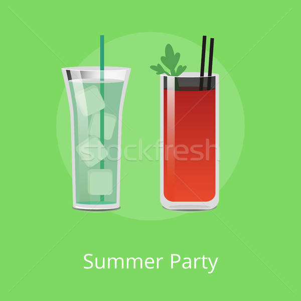600x600 Summer Party Cocktails With Ice Cubes Bloody Mary Vector