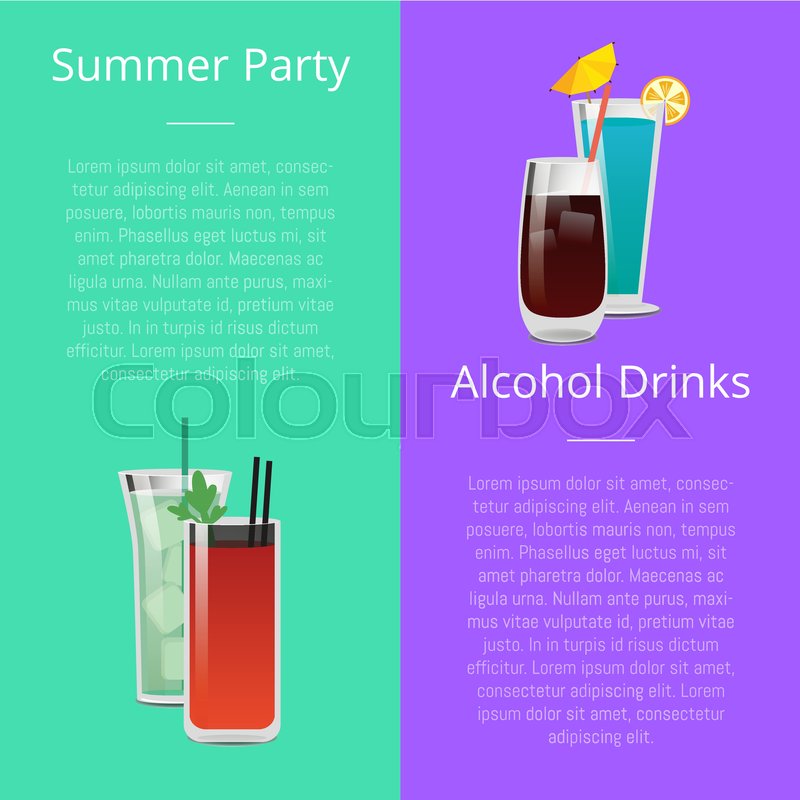800x800 Summer Party Alcohol Drinks Poster Stock Vector Colourbox
