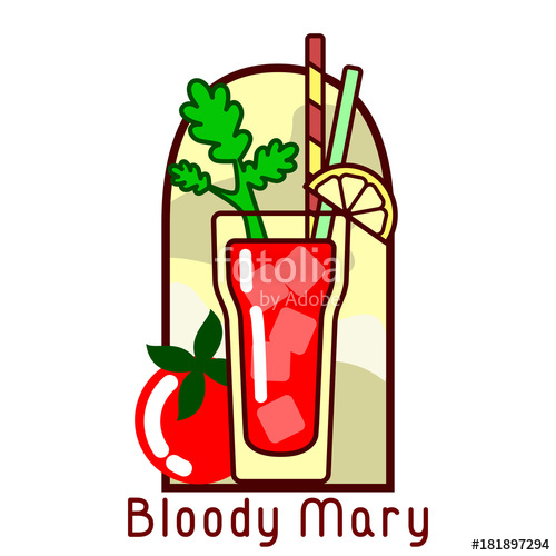 500x500 Vector Colorful Icon Of Cocktail Bloody Mary The Icon In A Frame