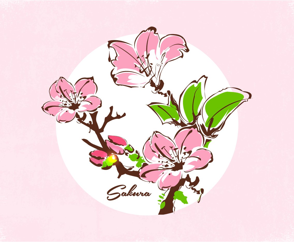 1136x936 Ink Painting Cherry Blossom Vector Art Graphics