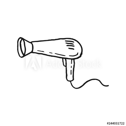 500x500 Hair Dryer Vector Doodle Sketch Isolated On White Background