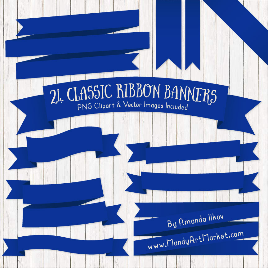 864x864 Royal Blue Ribbon Banner Clipart