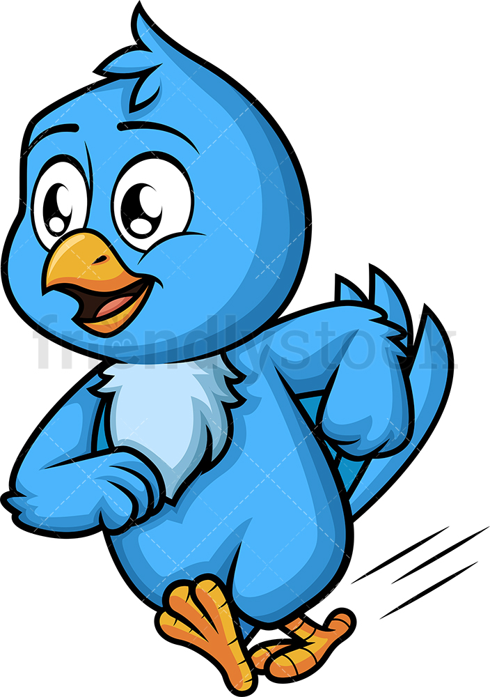 Blue Bird Running Cartoon Vector Clipart 704x1000 Blue Bird Running Cartoon Vector Clipart