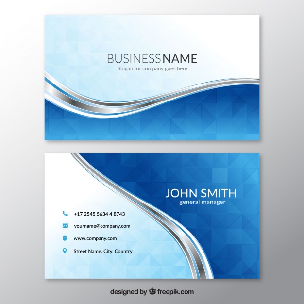 626x626 Blue Business Card With Wavy Lines Vector Free Download