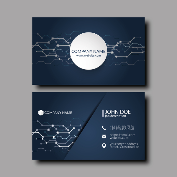 600x600 Dark Blue Business Card Template Vector Free Download