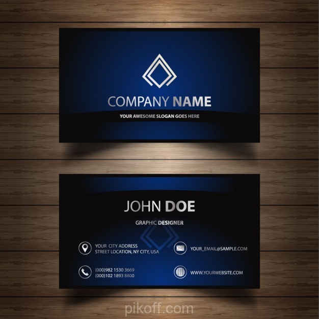 626x626 Elegant Blue Business Card Vector Free Download