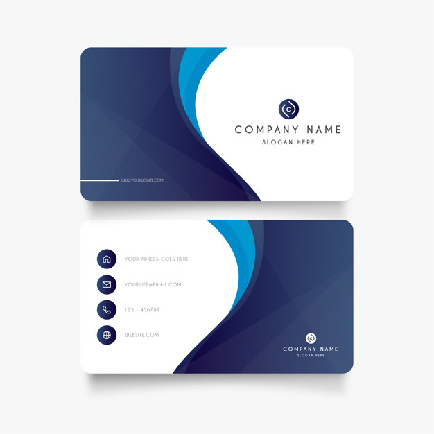 626x626 Modern Blue Business Card With Abstract Shapes Free Vector