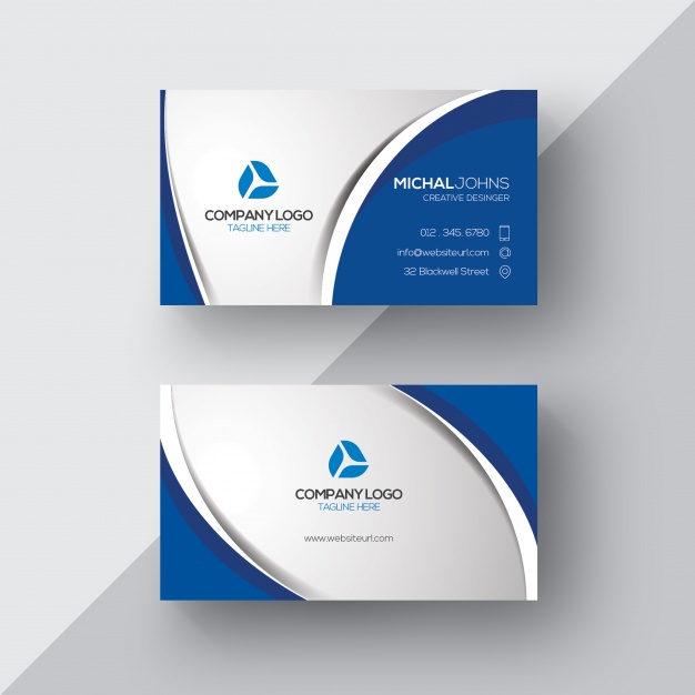 626x626 Silver And Blue Business Card Vector Free Download
