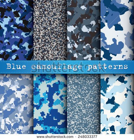 450x470 Set Of Blue Camouflage Patterns Vector Patterns Prints