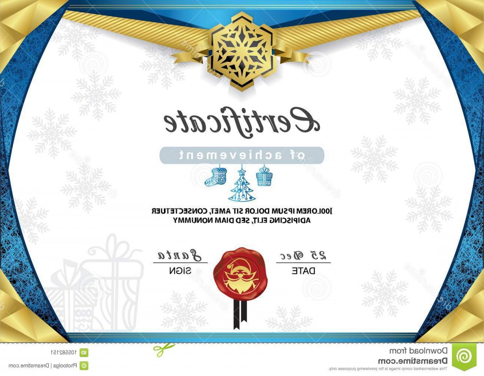 Christmas Certificate Blue Gold Border Snowflake Emblem Portrait 1560x1210 Christmas Certificate Blue Gold Border Snowflake Emblem Portrait