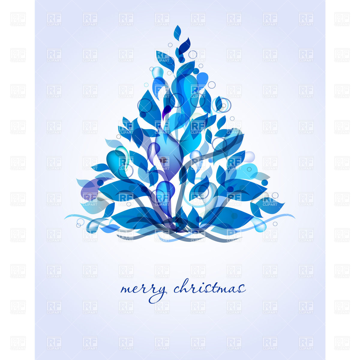 1200x1200 Abstract Blue Christmas Tree Made Of Leafage Vector Image