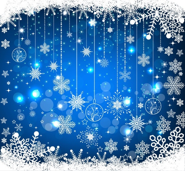 600x554 Blue Christmas Background Vector Illustration Free Vector