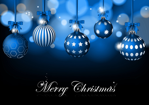 500x355 Blue Christmas Background With Baubles Vector Free Download