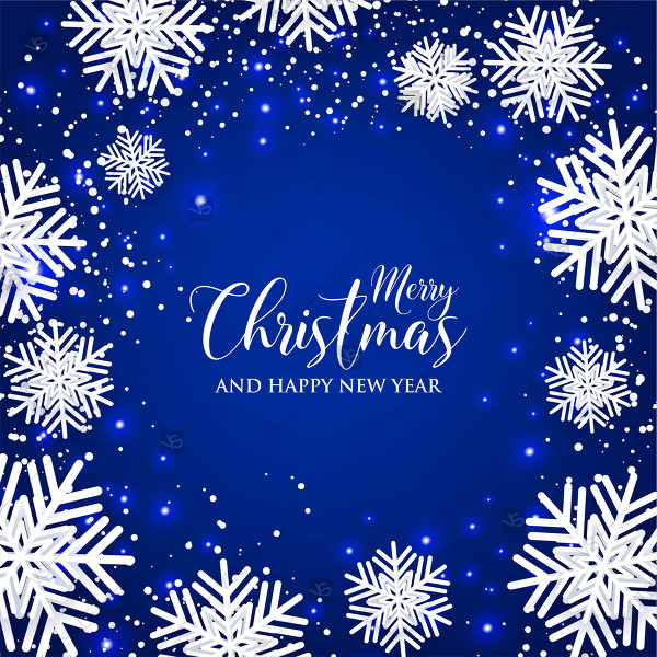 600x600 Christmas Snowflake Paper Cut On Blue Background Origami Vector
