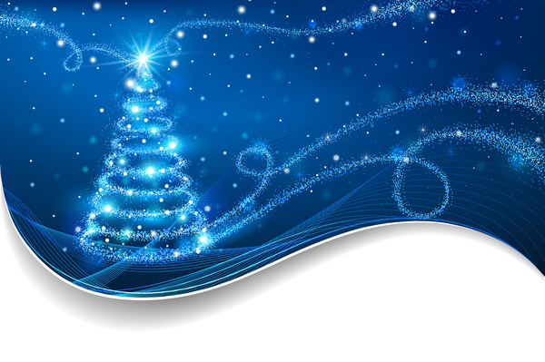 600x399 Dream Christmas Tree With Blue Xmas Background Vector Free Download