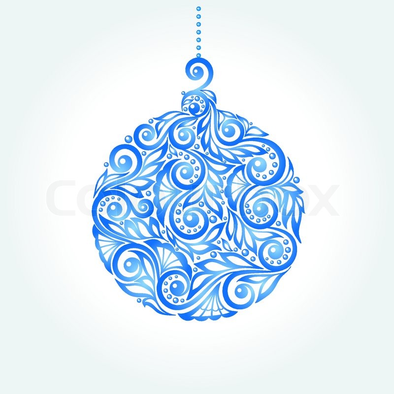 800x800 Beautiful Blue Christmas Ball Great Stock Vector Colourbox