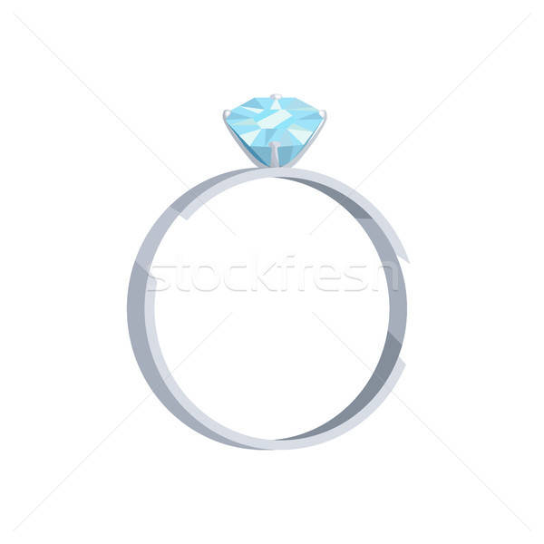 Silver Wedding Ring With Blue Diamond Vector Icon Vector 600x600 Silver Wedding Ring With Blue Diamond Vector Icon Vector