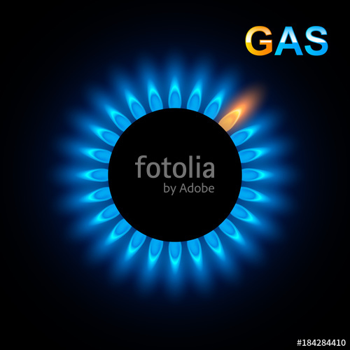 500x500 Abstract Gas Burner With Blue Flame, Vector Background Stock