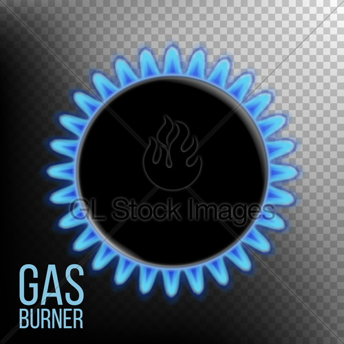 500x500 Gas Burner Vector Burner Ring With Blue Flame Isolated Gl