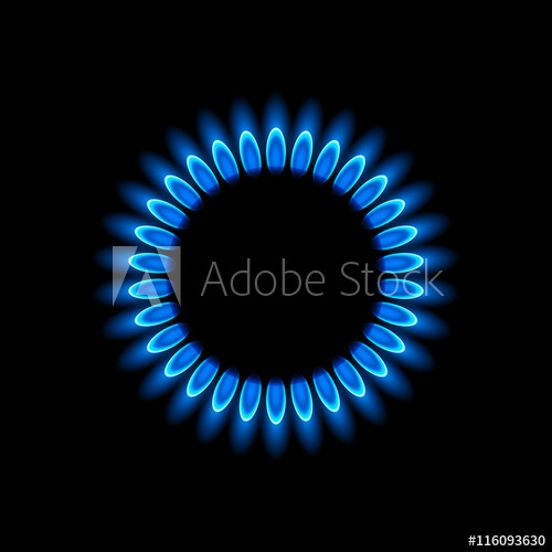 Gas Burners, Blue Flame, Vector Background 500x500 Gas Burners, Blue Flame, Vector Background