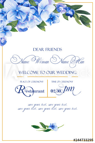 334x500 Floral Vector Template For Wedding Invitation, Greeting Background