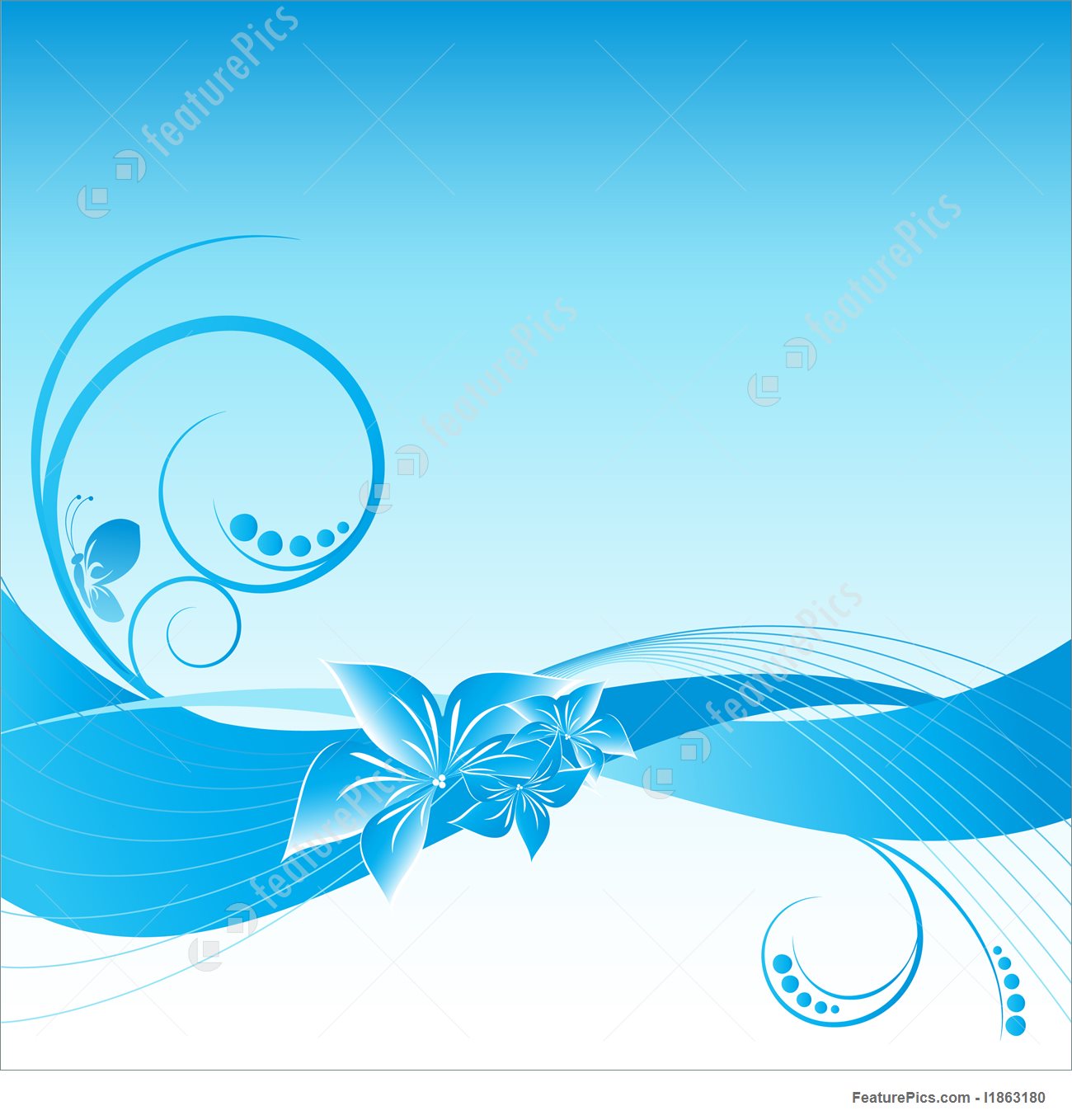 1300x1358 Templates Blue Floral Vector Backdrop