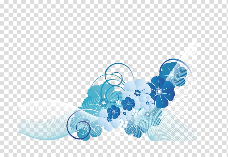 800x553 White And Blue Petaled Flowers Art, Blue Line, Creative Floral Art