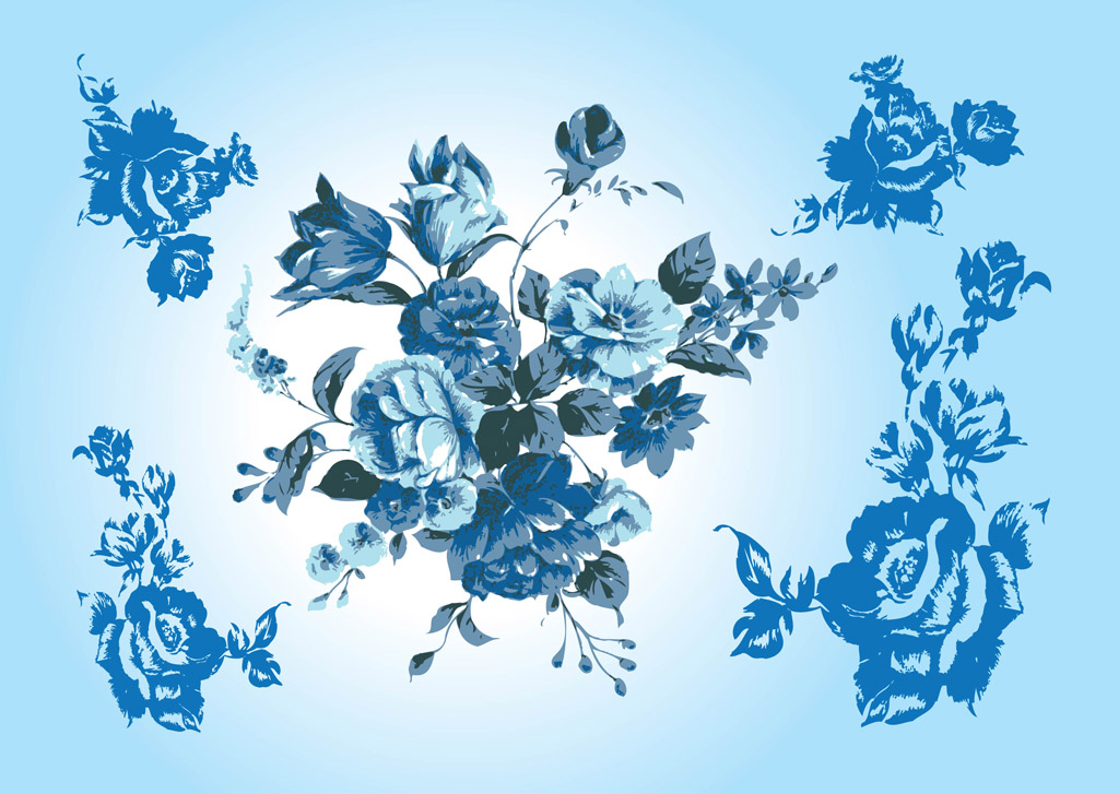 1024x727 Blue Flower Vectors Vector Art Graphics