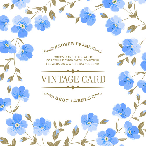 500x500 Blue Flower With Vintage Card Vector Free Vector In Encapsulated