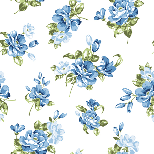 500x500 Blue Flowers Seamless Pattern Vector Free Download