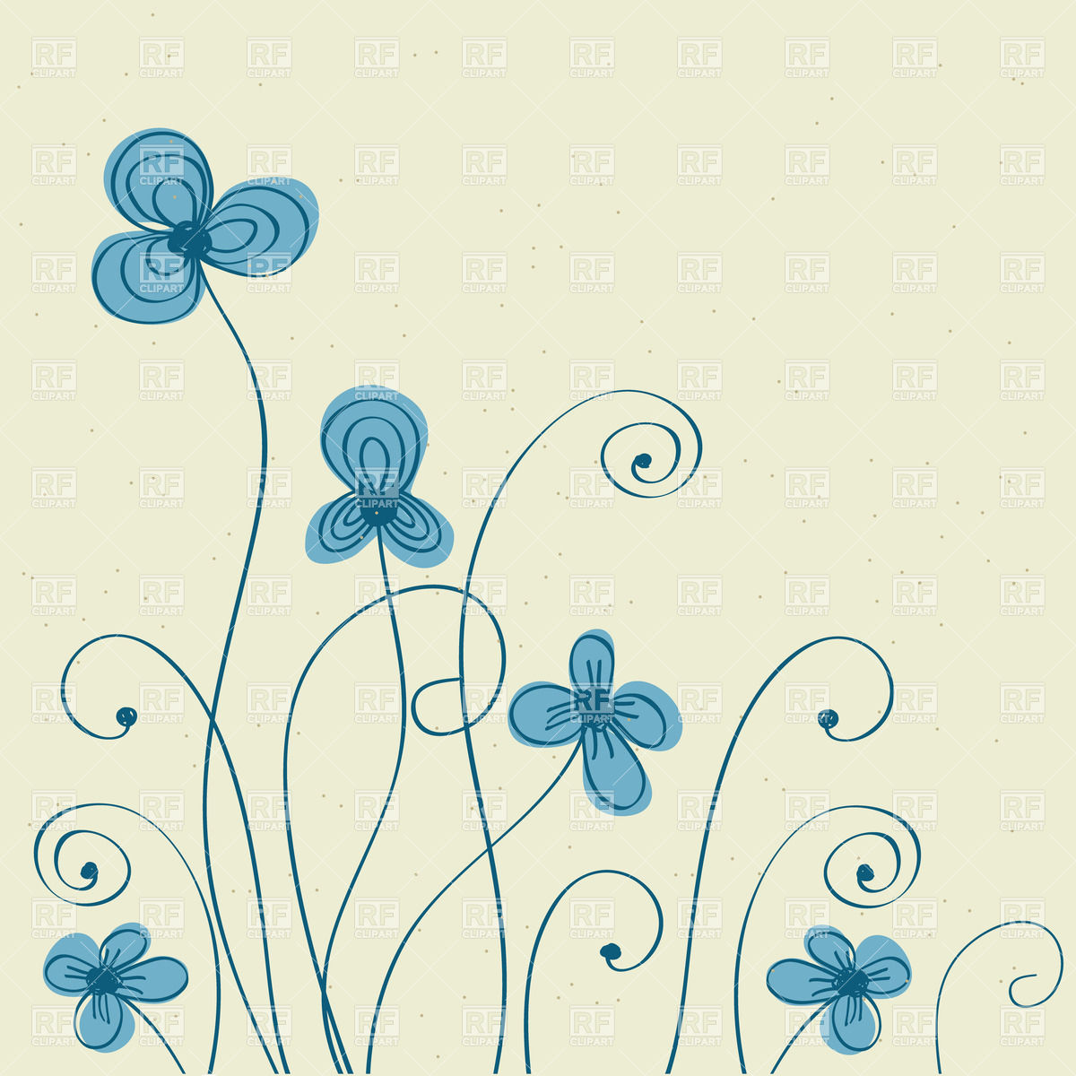 1200x1200 Hand Drawn Blue Flowers Vector Image Of Plants And Animals