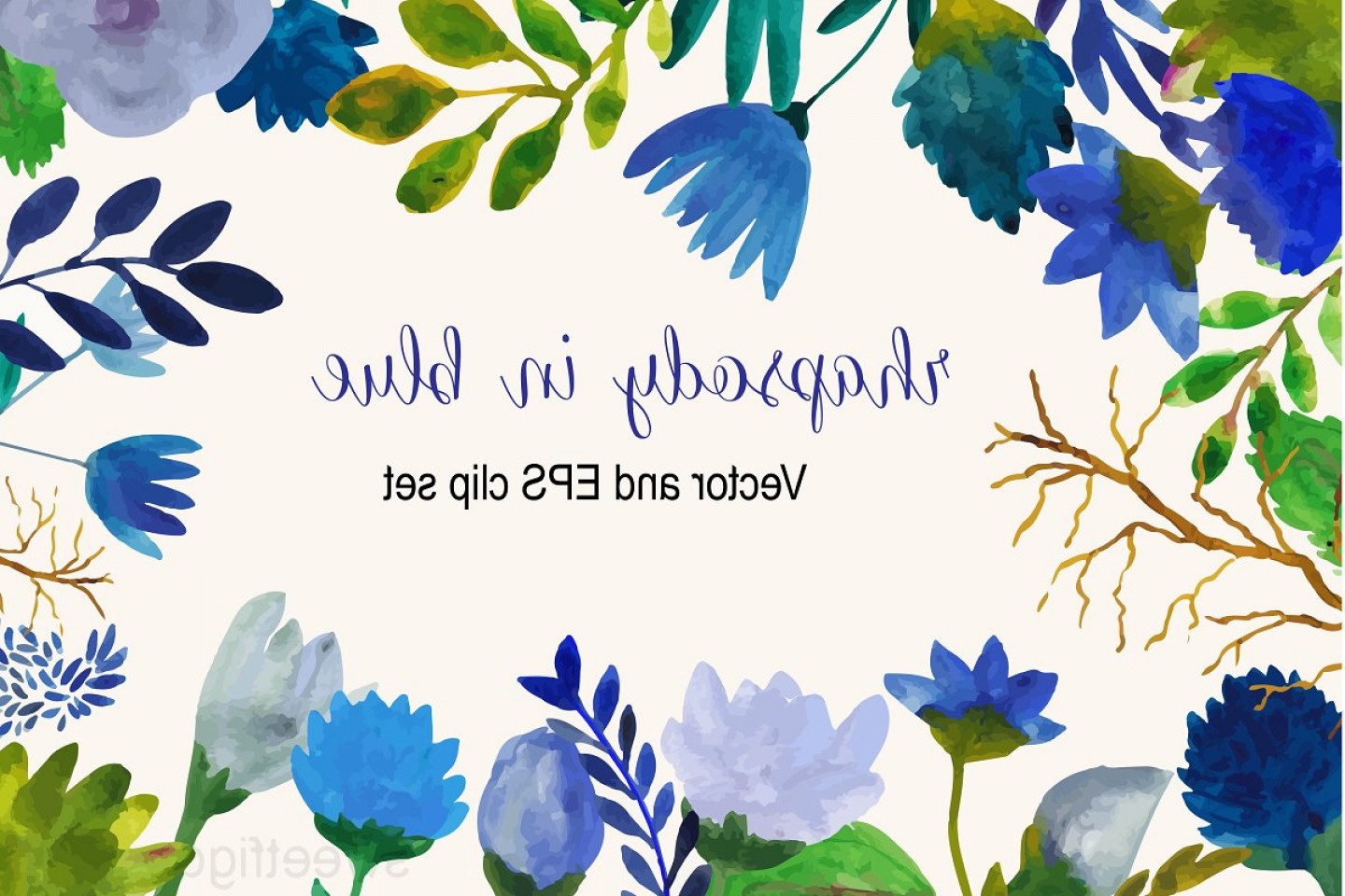 1440x960 Watercolor Blue Flower Vector Set Cqrecords