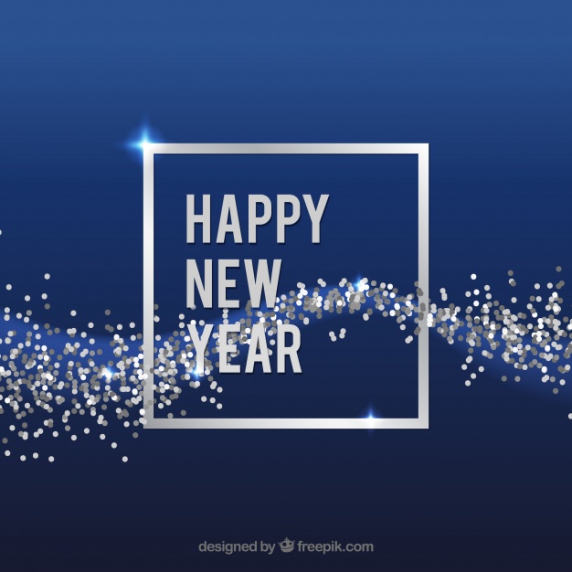 626x626 Dark Blue New Year Background With Silver Glitter Vector Free