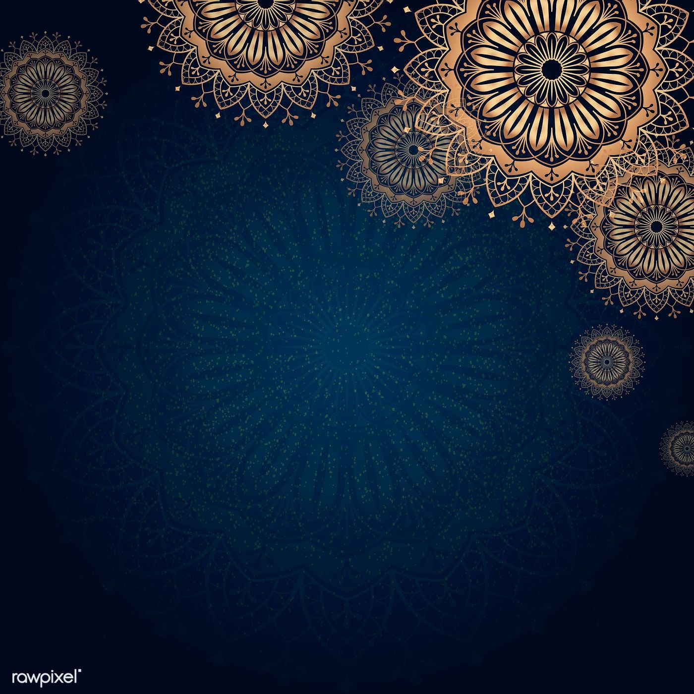 1400x1400 Download Premium Vector Of Gold Mandala On Navy Blue Background