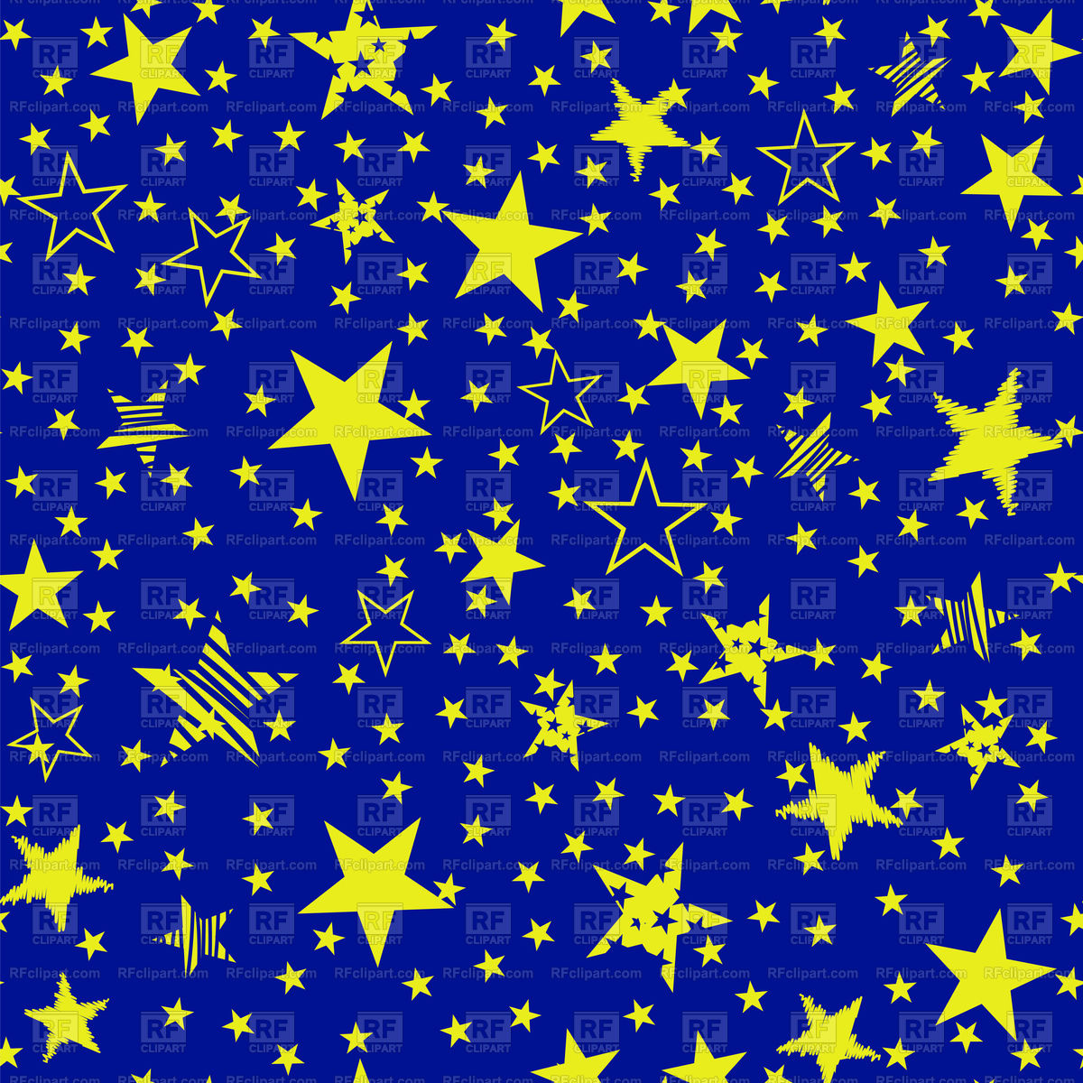 1200x1200 Gold Yellow Star Seamless Pattern On Blue Background Vector Image
