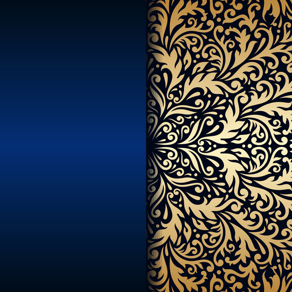 600x600 Luxury Blue Background With Ornament Gold Vector Free Download