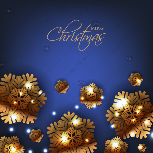 600x600 Merry Christmas Greeting Card Vector Gold Snowflake On Dark Blue